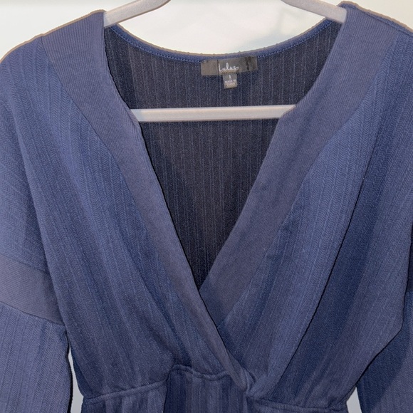 Lulus One Last Chance Navy Blue Jacquard Knit Long Sleeve Romper Size Small - Picture 9 of 16